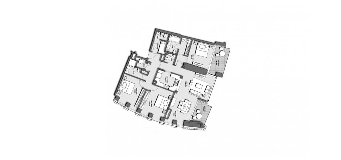 Етажен план на апартаменти «BURJ VISTA 3BR 169SQM», 3 спални в BURJ VISTA