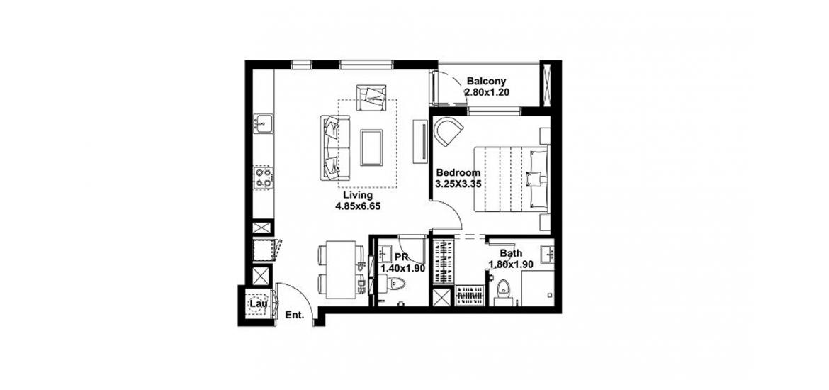 Етажен план на апартаменти «58sqm», 1 спалня в NOOR
