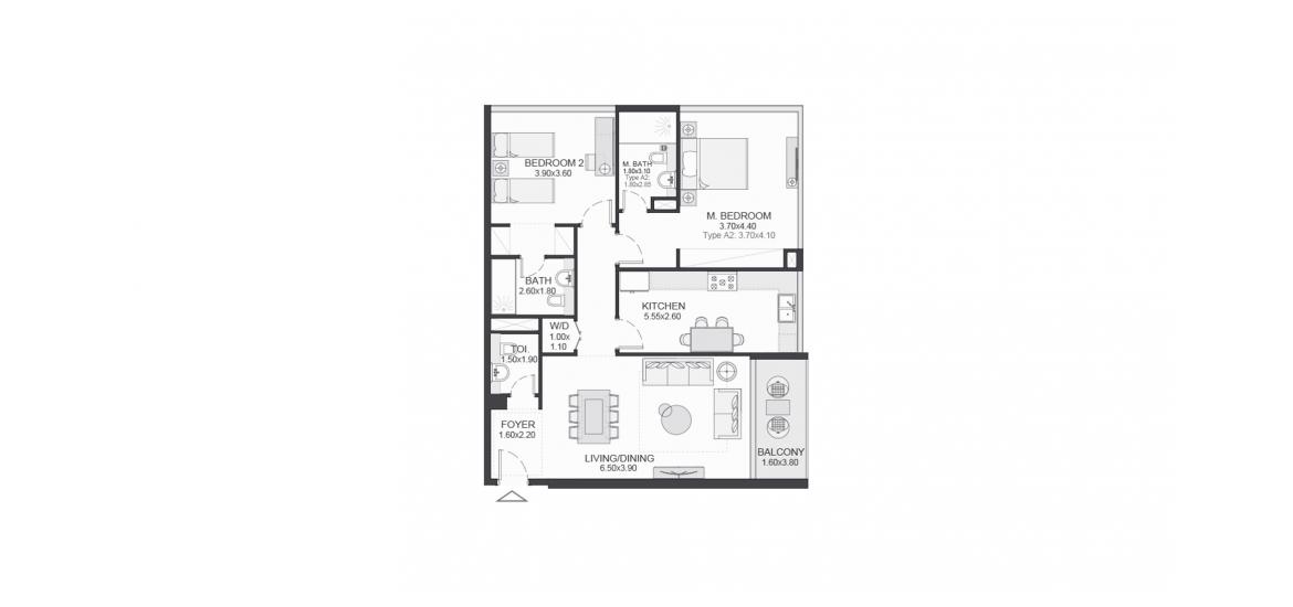 Етажен план на апартаменти «117SQM», 2 спални в TRIA