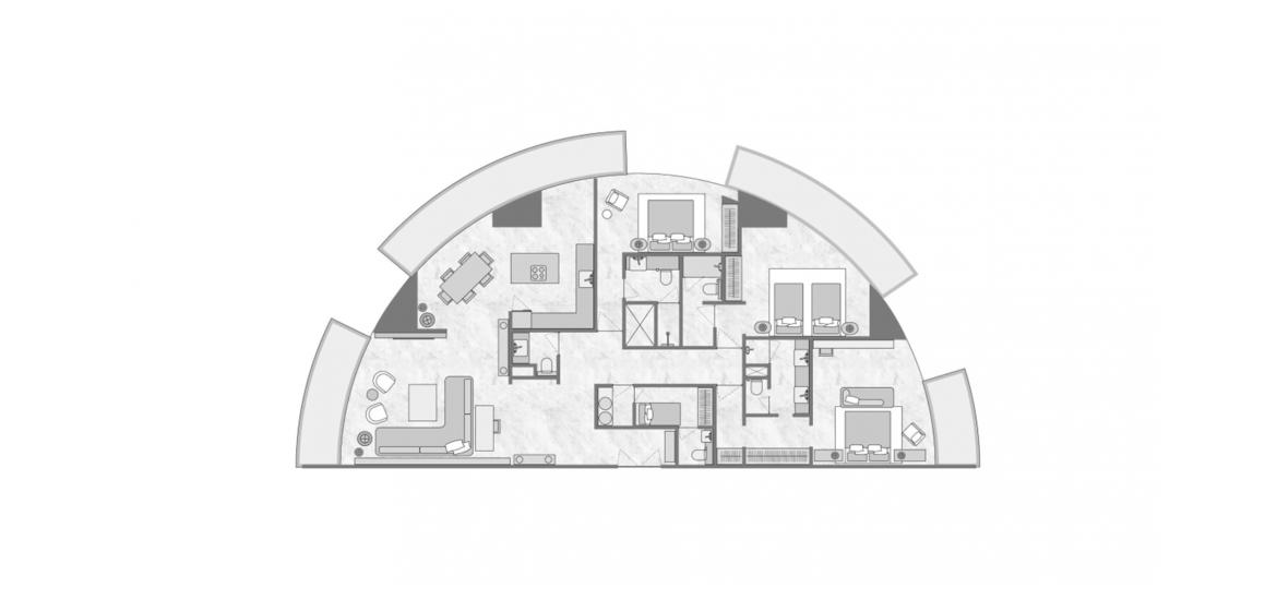 Етажен план на апартаменти «3 BEDROOM TYPE 3A 254 SQ.M.», 3 спални в THE BILTMORE RESIDENCES SUFOUH