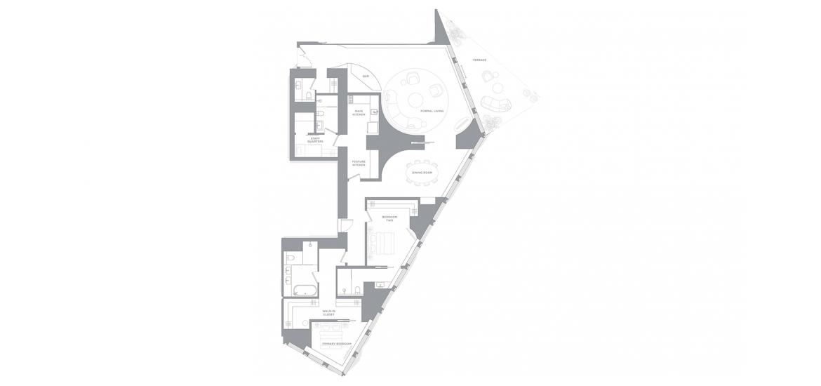 Етажен план на апартаменти «2BR 276SQM», 2 спални в BACCARAT HOTEL AND RESIDENCES