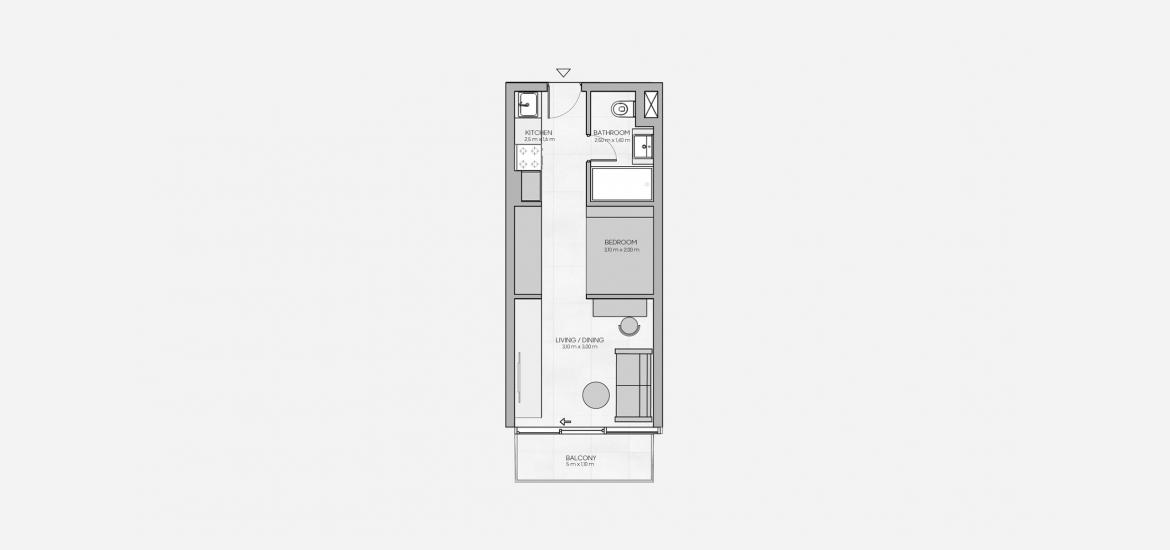 Етажен план на апартаменти «28 SQ.M STUDIO», 1 стая в THE COMMUNITY JVT