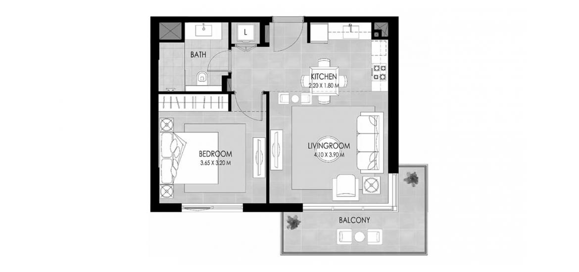 Етажен план на апартаменти «1 BEDROOM TYPE C 62 SQ.M.», 1 спалня в THE MAYFAIR RESIDENCE