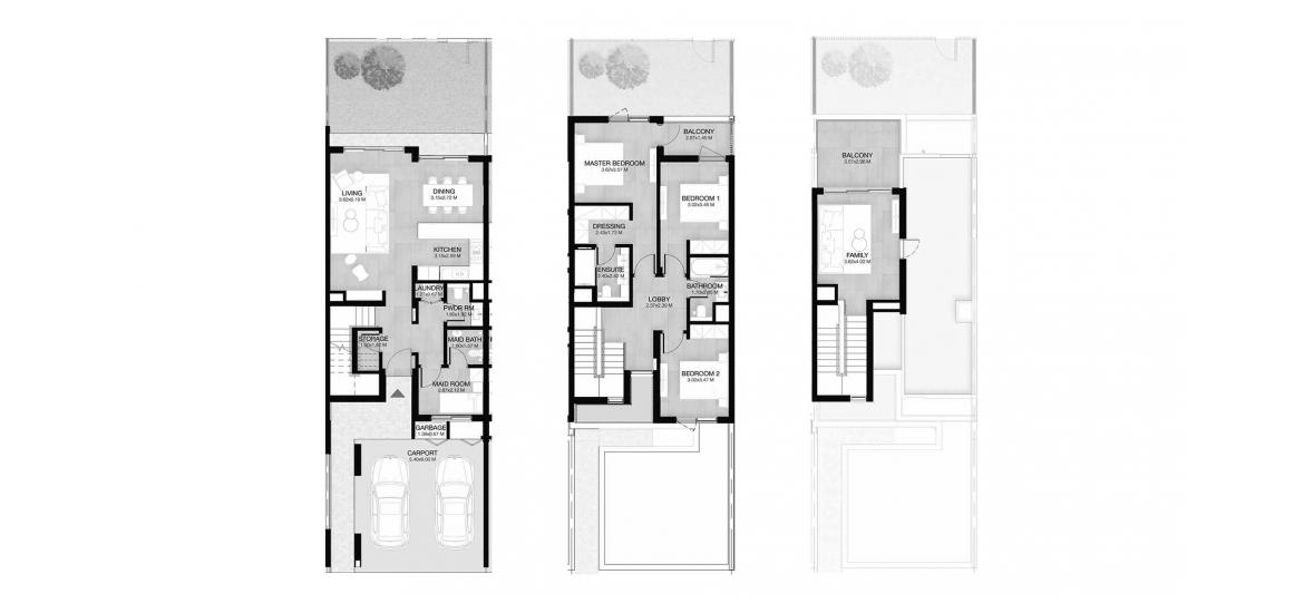 Етажен план на апартаменти «239 SQ.M 3 BDRM TOWNHOUSE TYPE 3B2», 3 спални в MUDON AL RANIM PHASE 2