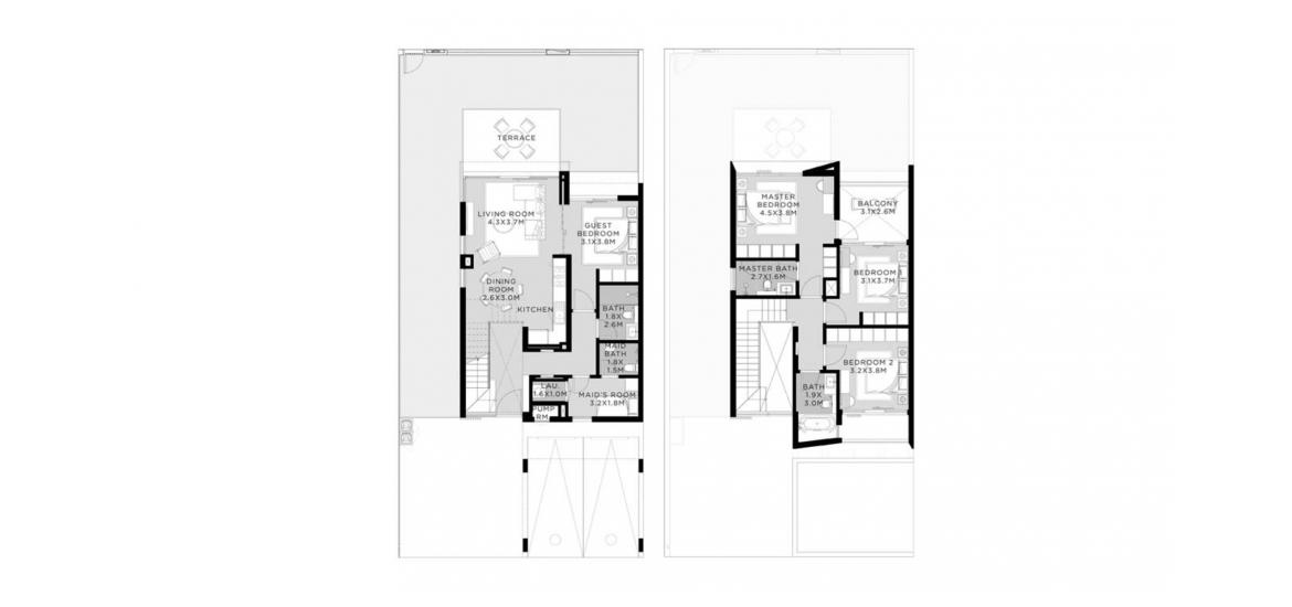 Plano del apartamento «B», 4 dormitorios en TALIA