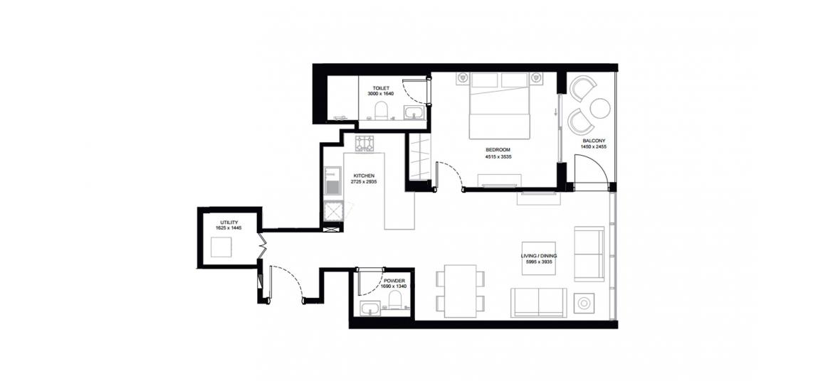 Plano del apartamento «72SQM Type F», 1 dormitorio en CREEK VISTAS HEIGHTS
