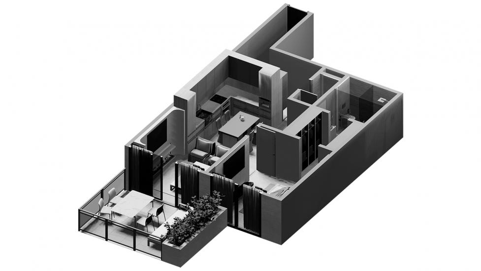 Plano del apartamento «TYPE A1», 1 dormitorio en KETURAH RESERVE
