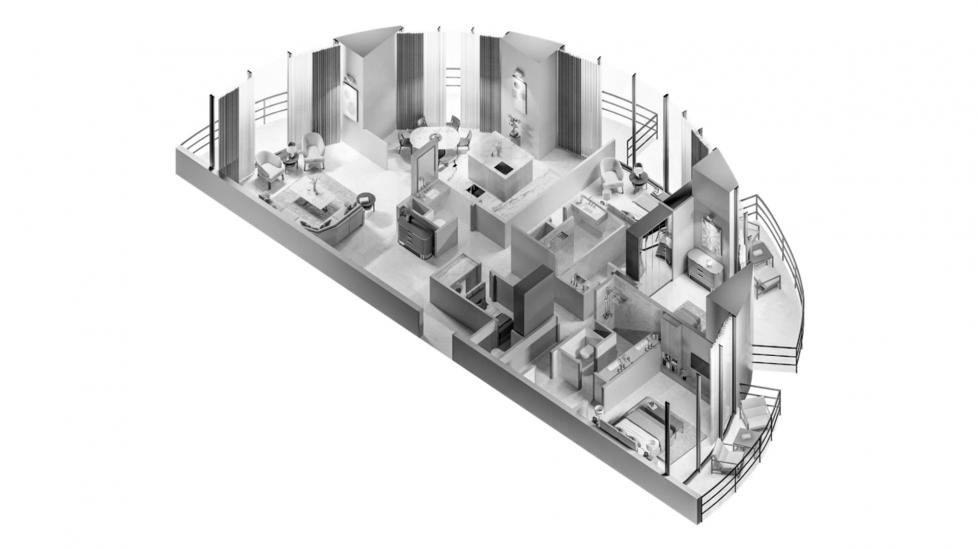Plano del apartamento «3 BEDROOM TYPE 3A 254 SQ.M.», 3 dormitorios en THE BILTMORE RESIDENCES SUFOUH