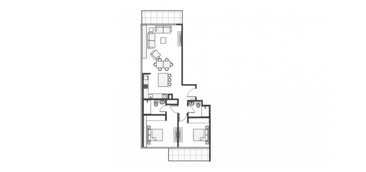 Asunnon pohjapiirustus «98SQM TYPE 1», 2 makuuhuonetta kohteessa RIVIERA REVE