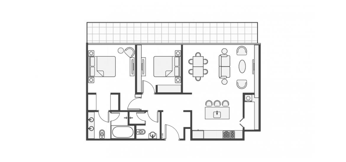 Asunnon pohjapiirustus «95SQM TYPE 2», 2 makuuhuonetta kohteessa RIVIERA REVE