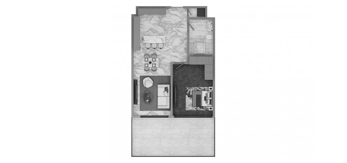 Asunnon pohjapiirustus «1BR Type C», 1 makuuhuone kohteessa BELMONT RESIDENCE