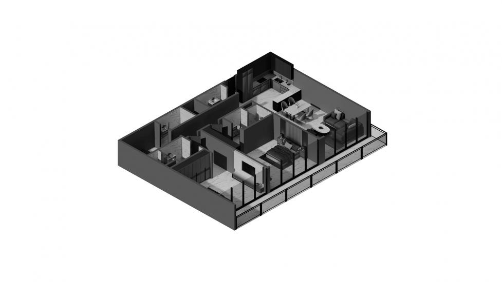 Asunnon pohjapiirustus «2BR Type 02 117SQM», 2 makuuhuonetta kohteessa AMALIA RESIDENCES
