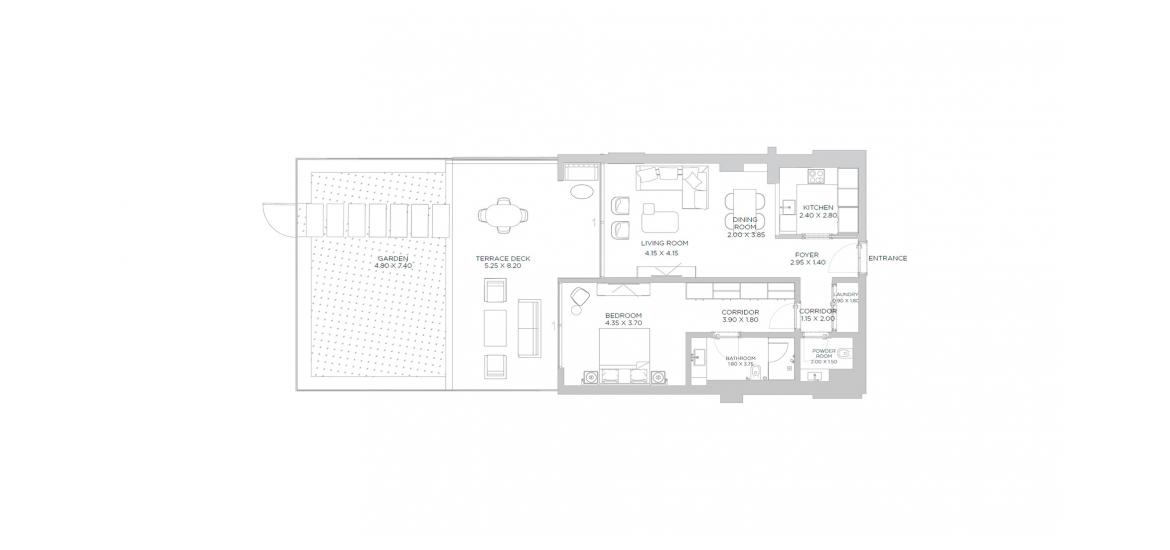 Asunnon pohjapiirustus «168 SQ.M 1 BR A3», 1 makuuhuone kohteessa RIXOS HOTEL & RESIDENCES