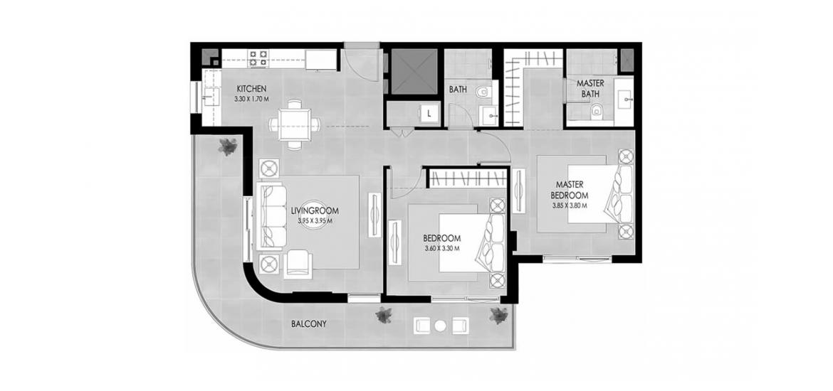 Asunnon pohjapiirustus «2 BEDROOM TYPE A 111 SQ.M.», 2 makuuhuonetta kohteessa THE MAYFAIR RESIDENCE