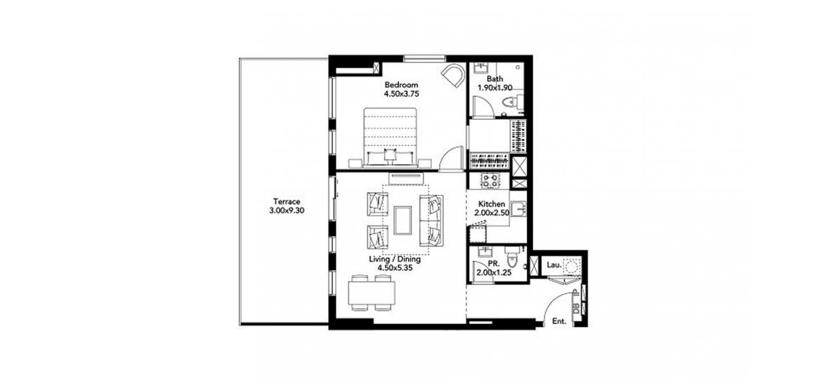 Plan d'étage de l'appartement «97sqm», 1 chambre à coucher à NOOR