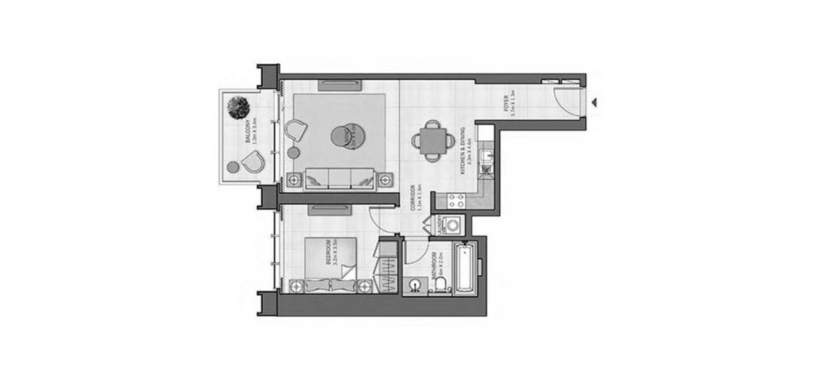 Plan d'étage de l'appartement «THE GRAND 1BR 68SQM», 1 chambre à coucher à THE GRAND