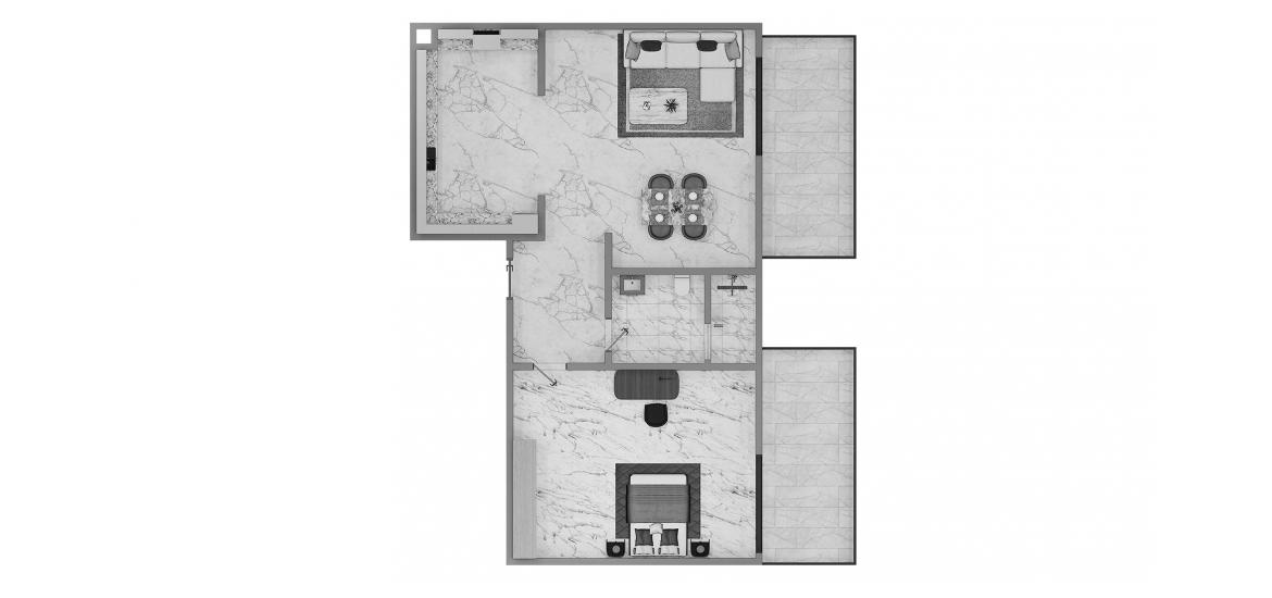 Plan d'étage de l'appartement «1 Bedroom», 1 chambre à coucher à BINGHATTI NOVA