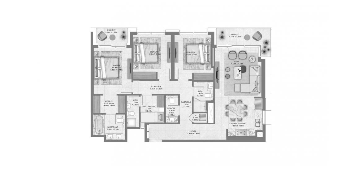 Plan d'étage de l'appartement «149 SQ.M 3 BDRM», 3 chambres à CREEK WATERS 2 APARTMENTS