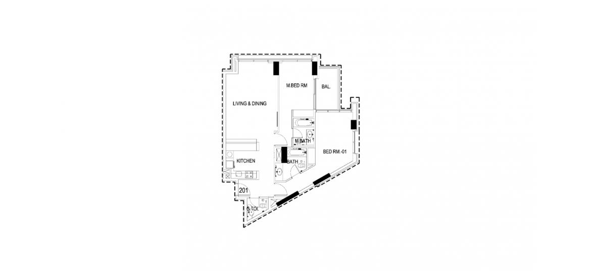 דירה תוכנית קומה «2BR 101SQM», 2 חדרי שינה ב- VIRIDIS (באזור הבניין VIRIDIS)