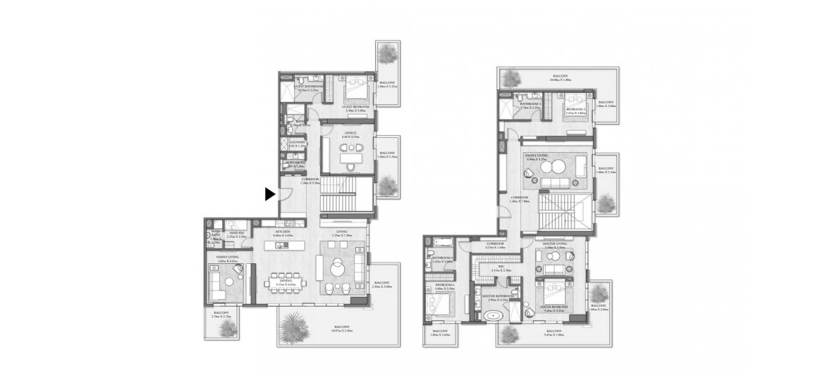 דירה תוכנית קומה «C», 4 חדרי שינה ב- BEACH MANSION (באזור הבניין BEACH MANSION)