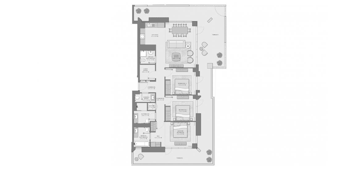 דירה תוכנית קומה «209sqm», 3 חדרי שינה ב- LOTUS (באזור הבניין LOTUS)
