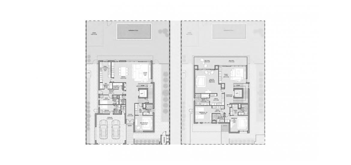 דירה תוכנית קומה «VILLA TYPE A 4BR», 4 חדרי שינה ב- OPAL GARDENS (באזור הבניין OPAL GARDENS)