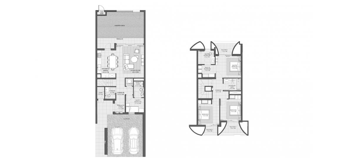 דירה תוכנית קומה «3 BEDROOM TYPE 2», 3 חדרי שינה ב- ANYA 2 TOWNHOUSES (באזור הבניין ANYA 2 TOWNHOUSES)