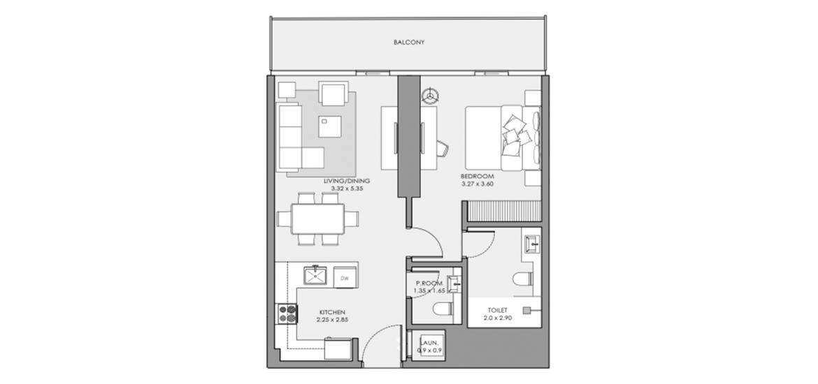 דירה תוכנית קומה «1 BEDROOM TYPE 02», 1 חדר שינה ב- MAR CASA (באזור הבניין MAR CASA)