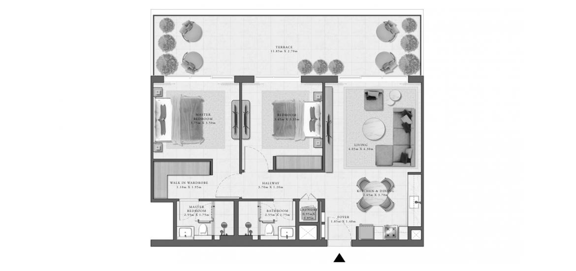 דירה תוכנית קומה «GOLF GRAND APARTMENTS 2 BEDROOM TYPE 4A 123 SQ.M.», 2 חדרי שינה ב- GOLF GRAND APARTMENTS (באזור הבניין GOLF GRAND APARTMENTS)