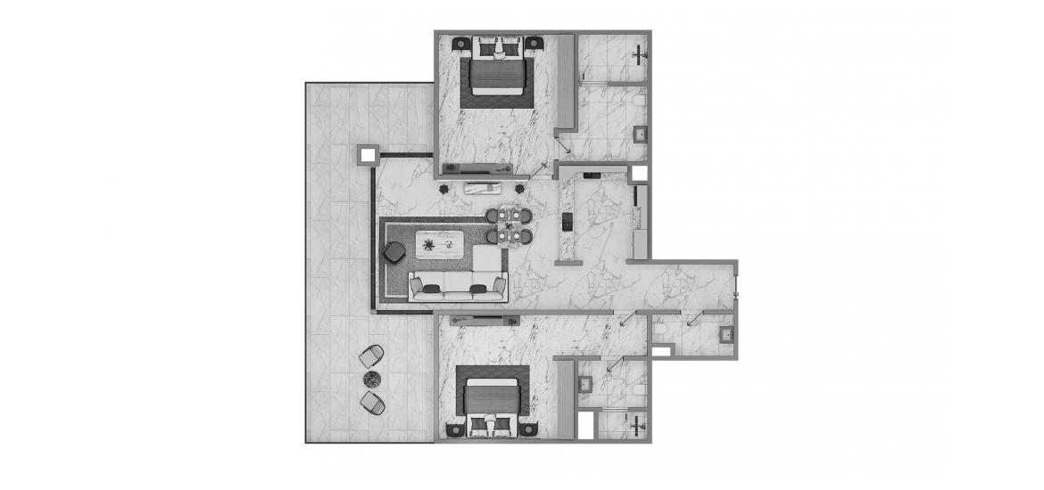 דירה תוכנית קומה «2BR Type A 95SQM», 2 חדרי שינה ב- ELEGANCE TOWER (באזור הבניין ELEGANCE TOWER)