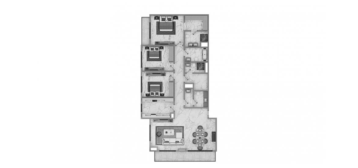 דירה תוכנית קומה «3BR Type 3A 143SQM», 3 חדרי שינה ב- GOLF VIEWS (באזור הבניין GOLF VIEWS)