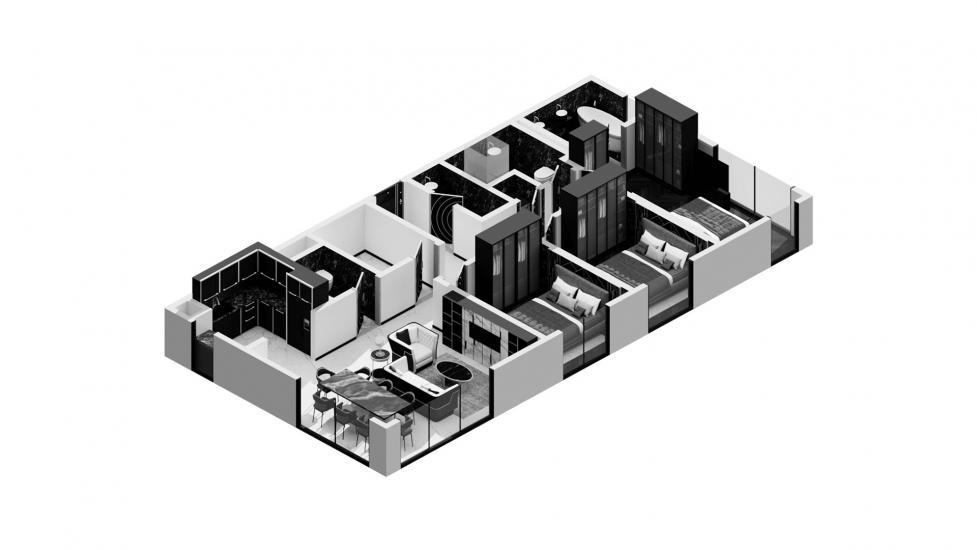 דירה תוכנית קומה «3BR 135SQM», 3 חדרי שינה ב- GROVE (באזור הבניין GROVE)