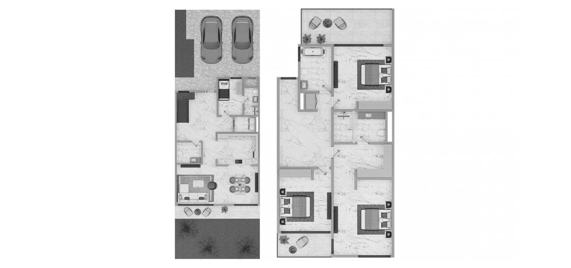דירה תוכנית קומה «3BR 202SQM», 3 חדרי שינה ב- AURA GARDENS (באזור הבניין AURA GARDENS)