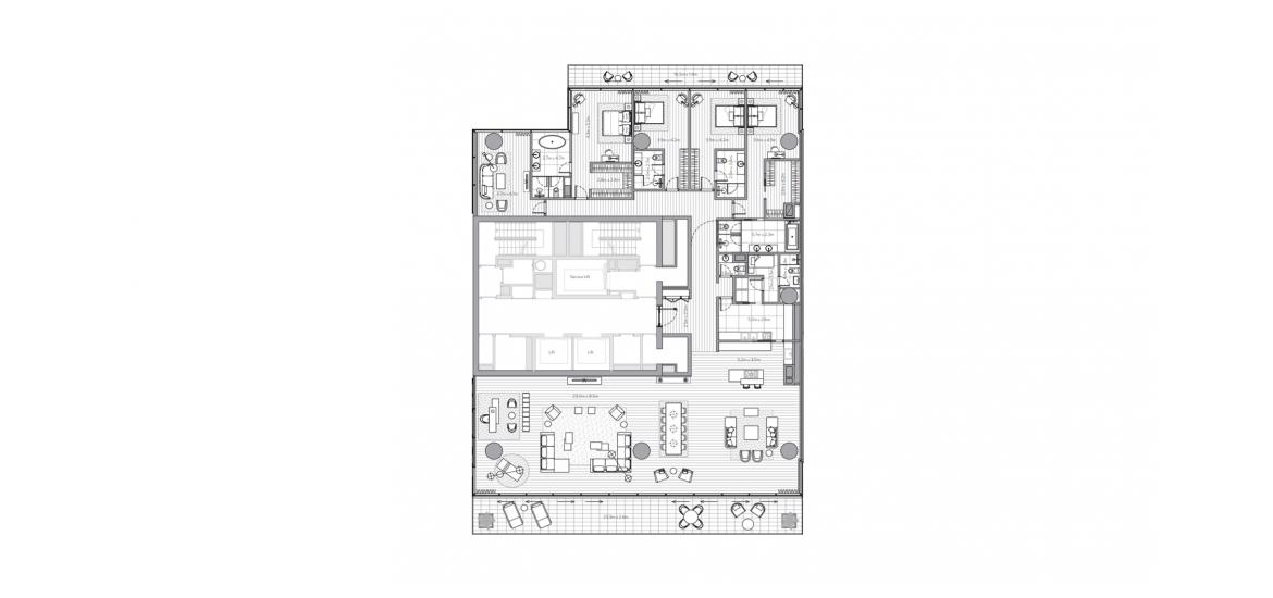 Apartment floor plan «A», 4 slaapkamers in ONE PALM OMNIYAT