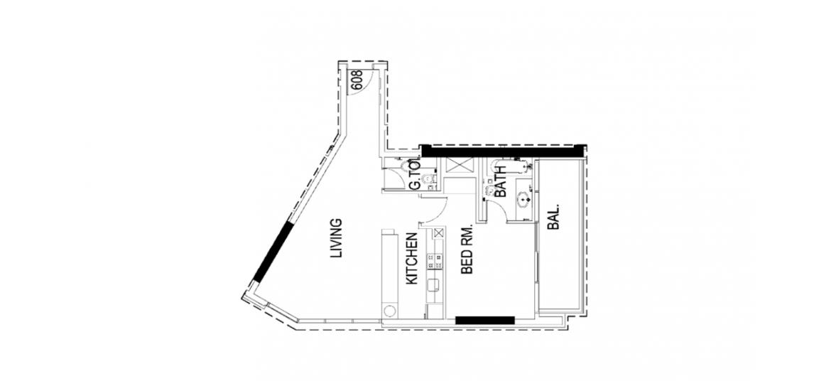 Apartment floor plan «1BR 70SQM», 1 slaapkamer in VIRIDIS