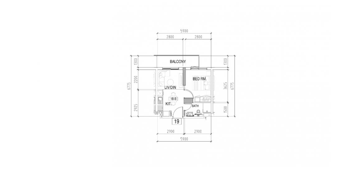 Apartment floor plan «1BR 39SQM», 1 slaapkamer in NAVITAS