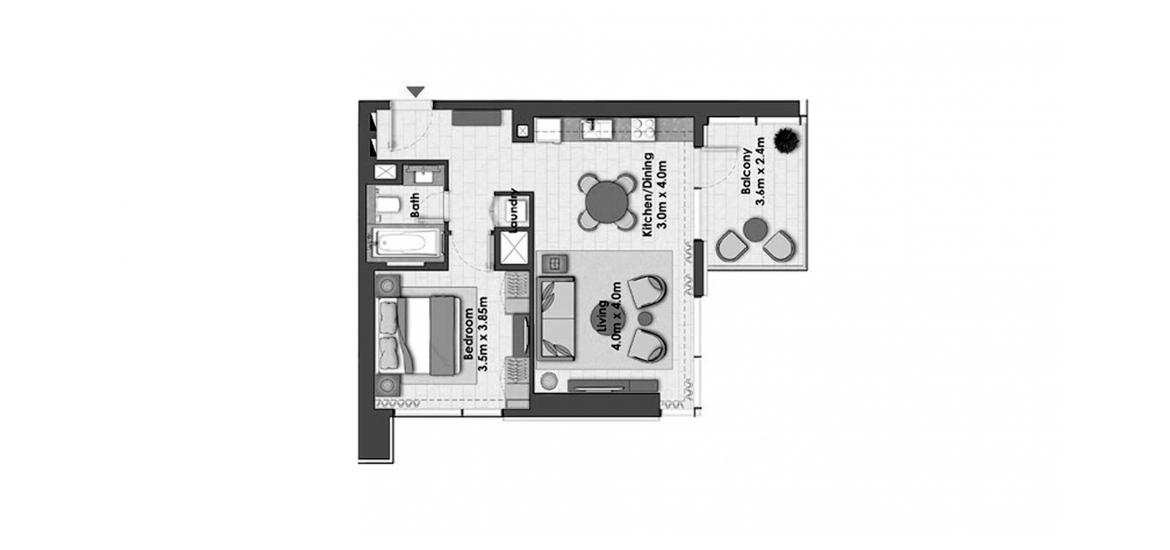 Apartment floor plan «CREEK RISE 1BR 73SQM», 1 slaapkamer in CREEK RISE