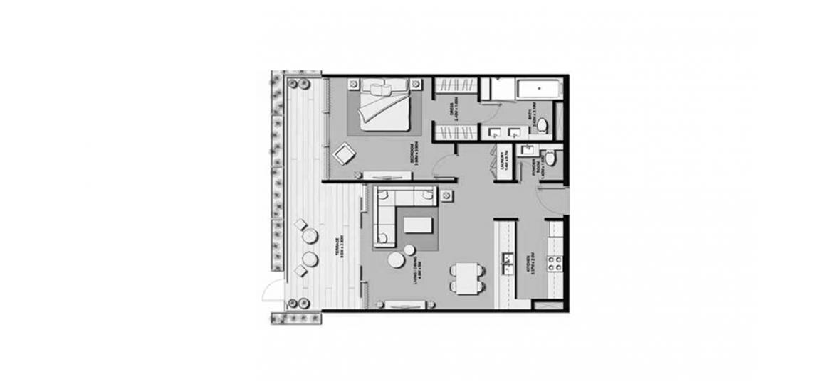 Apartment floor plan «MULBERRY 1BR 93SQM», 1 slaapkamer in MULBERRY