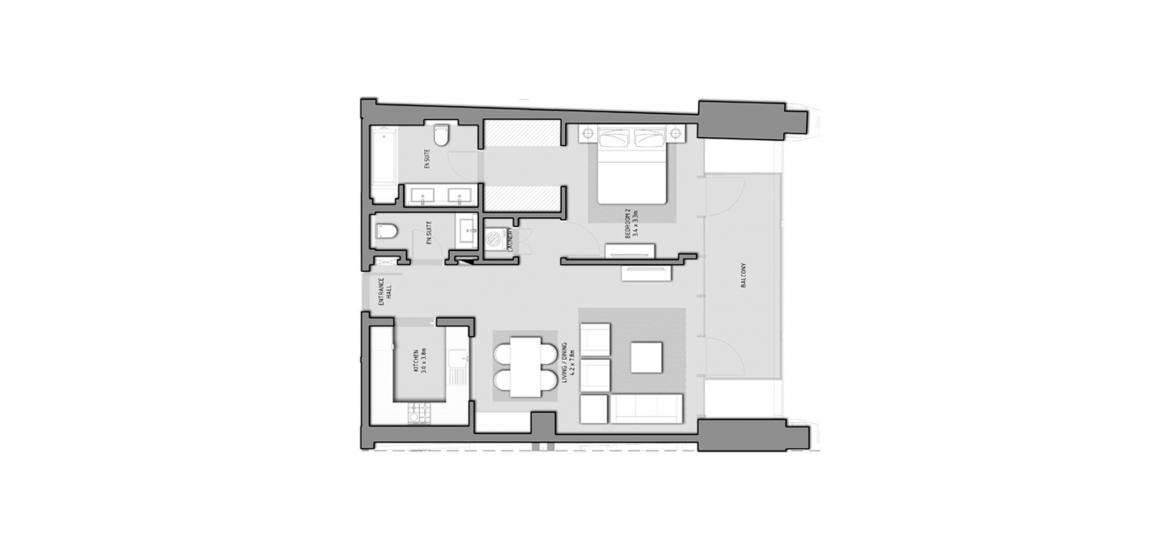 Apartment floor plan «BLVD HEIGHTS 1BR 86SQM», 1 slaapkamer in BLVD HEIGHTS