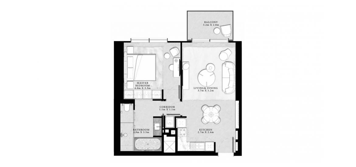 Apartment floor plan «73sqm», 1 slaapkamer in ST.REGIS RESIDENCES