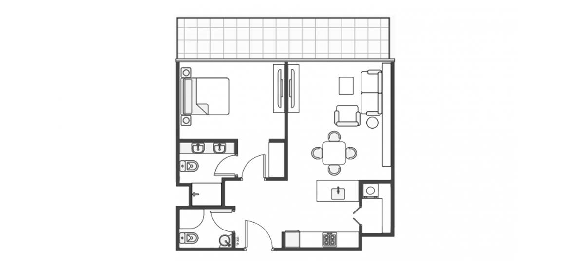 Apartment floor plan «60SQM TYPE 1», 1 slaapkamer in RIVIERA REVE