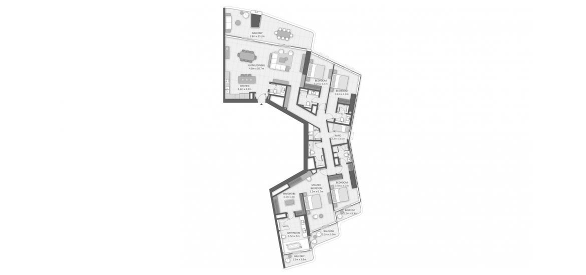 Apartment floor plan «4 BR Signature Apartment», 4 slaapkamers in LIV LUX