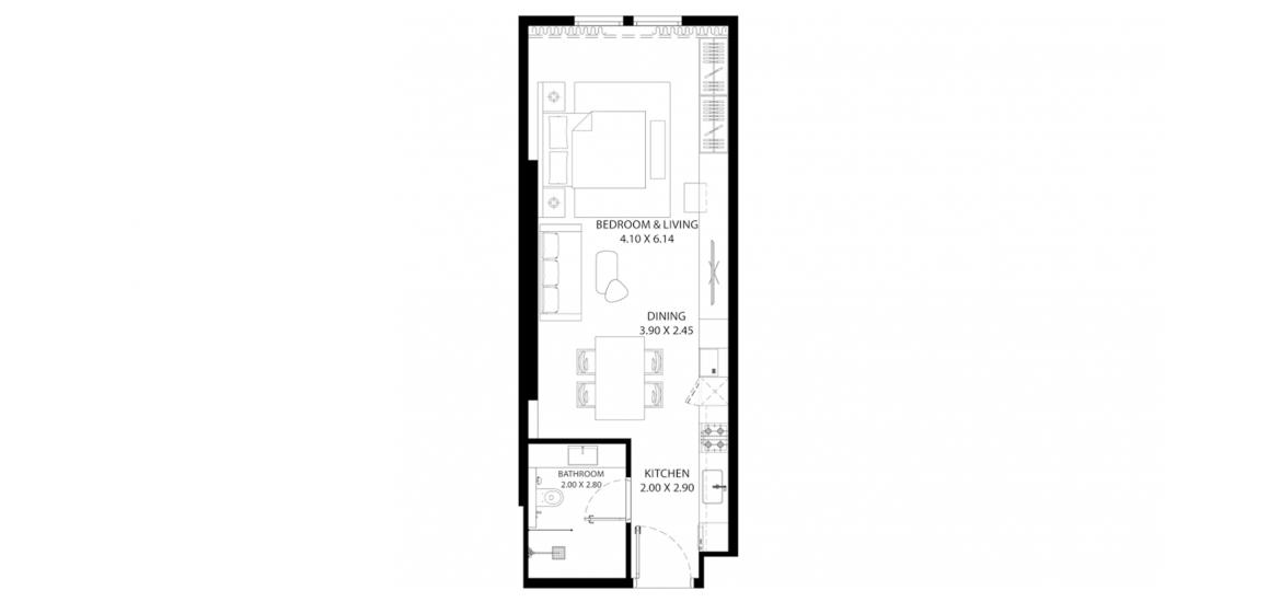 Apartment floor plan «STUDIO Type-2 47SQM», 1 kamer in MAG 330