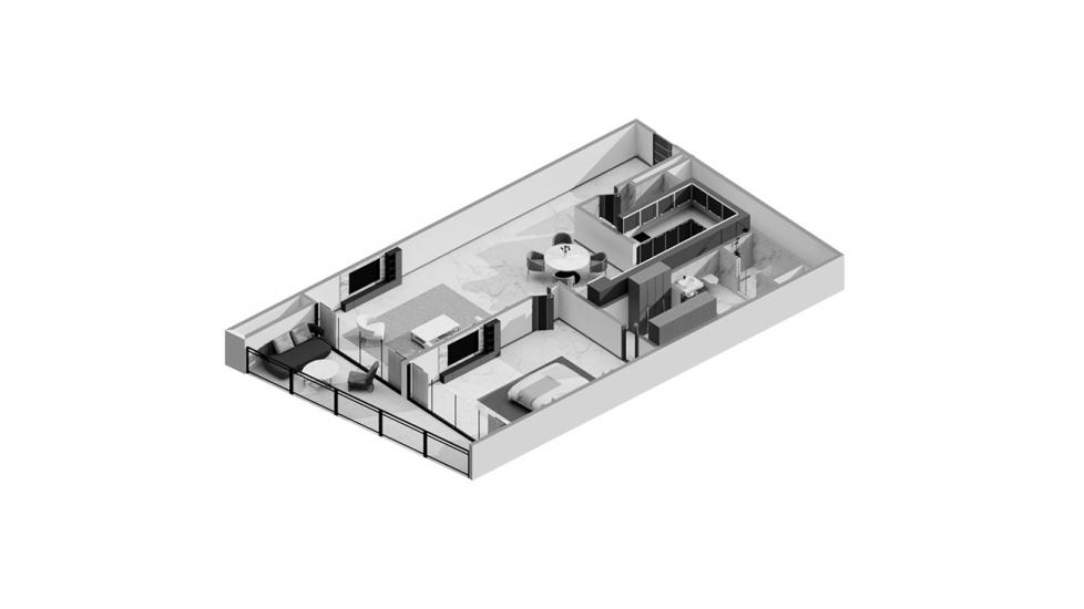 Apartment floor plan «1BR Type S1G 107SQM», 1 slaapkamer in ADDRESS JBR