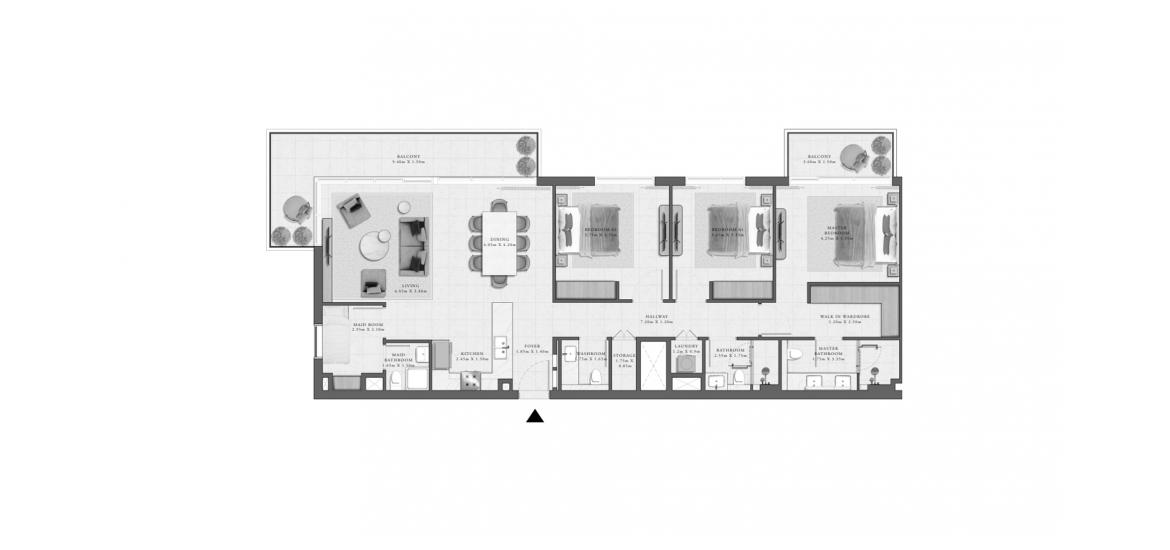 Apartment floor plan «GOLF GRAND APARTMENTS 3 BEDROOM TYPE 2A 172 SQ.M.», 3 slaapkamers in GOLF GRAND APARTMENTS