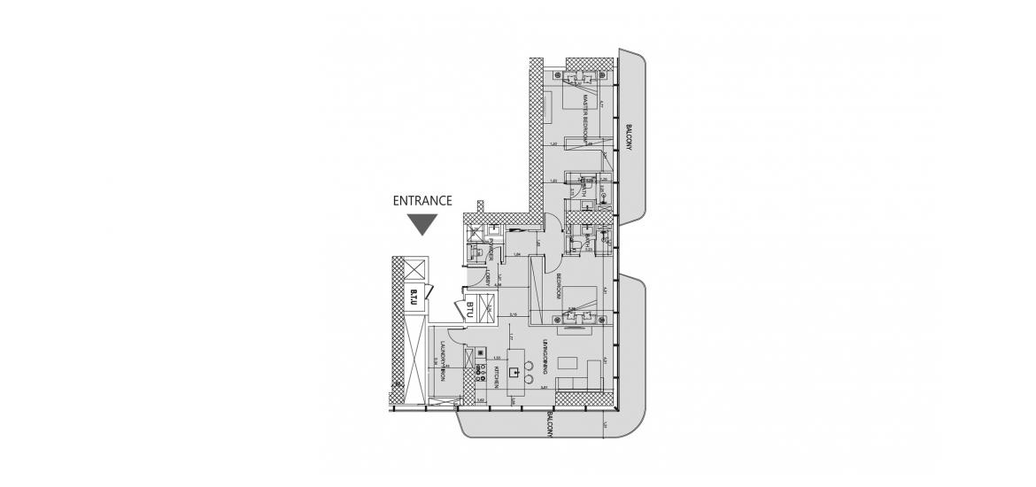 Apartment floor plan «146 SQM 2 BDRM TYPE E», 2 slaapkamers in SOCIETY HOUSE