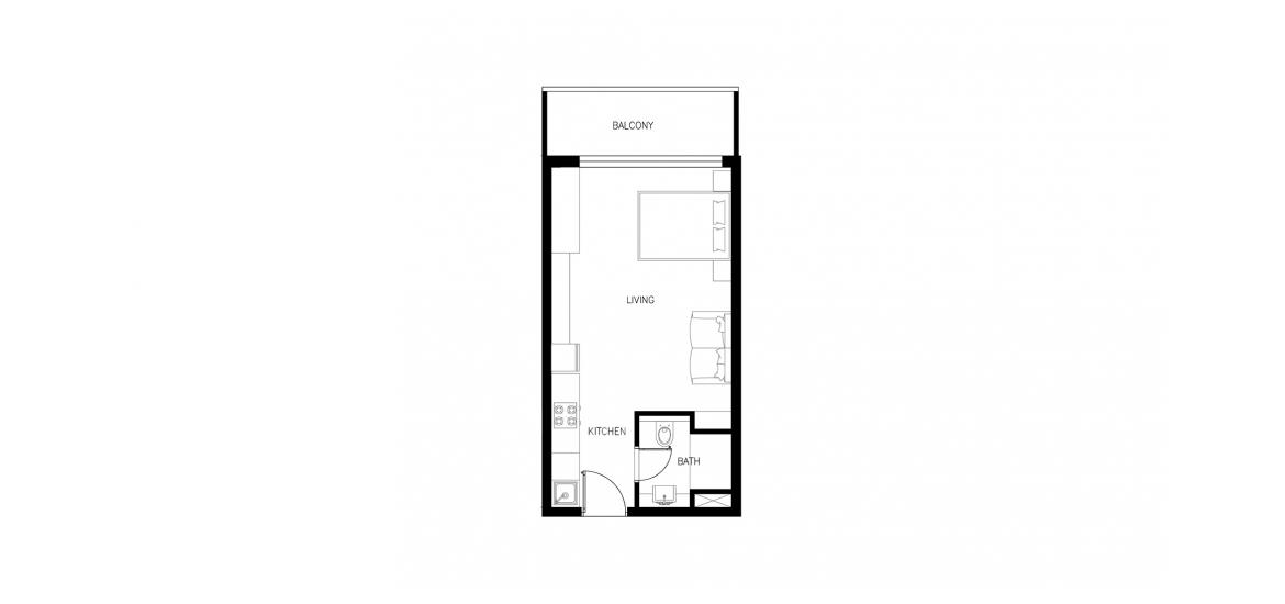 Apartment floor plan «38 SQ.M STUDIO TYPE 1B», 1 kamer in KYOTO AT AL BARSHA SOUTH