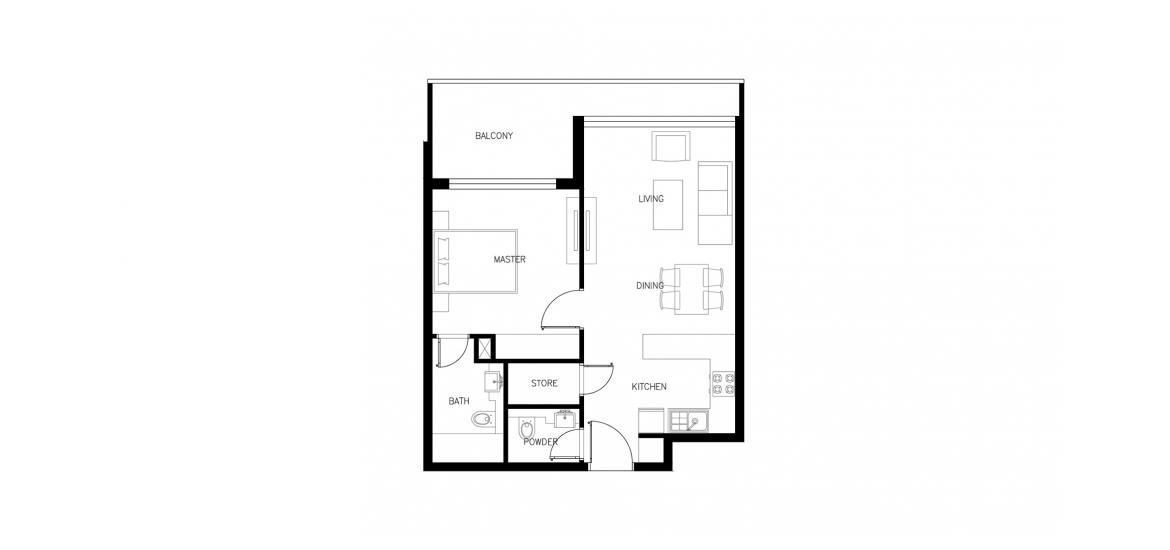 Apartment floor plan «67 SQ.M 1 BDRM TYPE 3B», 1 slaapkamer in KYOTO AT AL BARSHA SOUTH