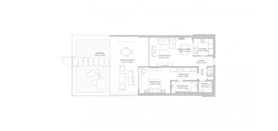 Apartment floor plan «170 SQ.M 1 BR A3», 1 slaapkamer in RIXOS HOTEL & RESIDENCES