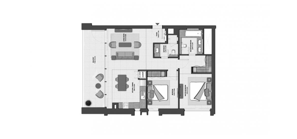 Floor plan ng apartment «HARBOUR GATE 2BR 106SQM», 2 silid-tulugan sa HARBOUR GATE